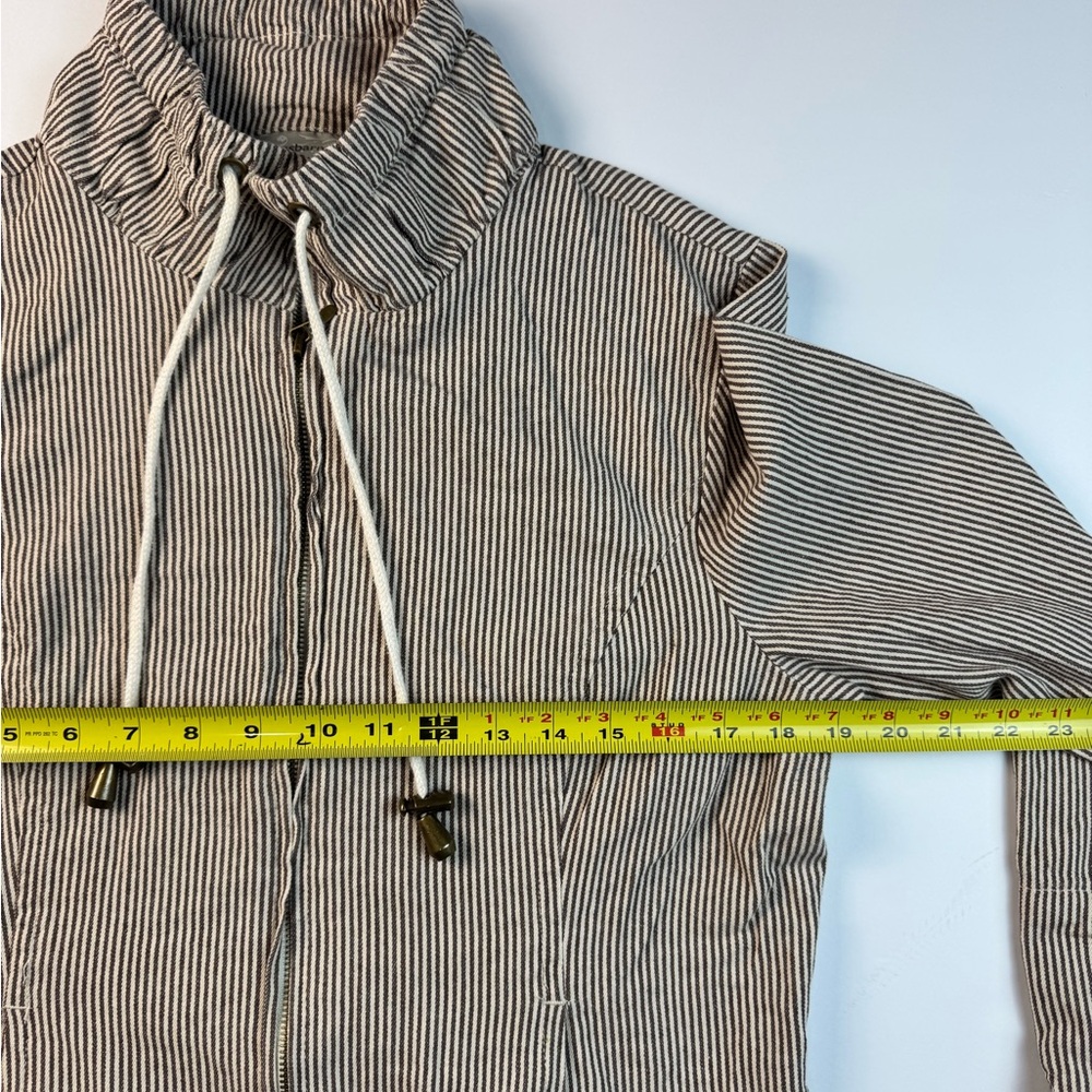 Women Full Zip Dressbarn Beige Striped Utility Jacket size Large - Picture 7 of 9